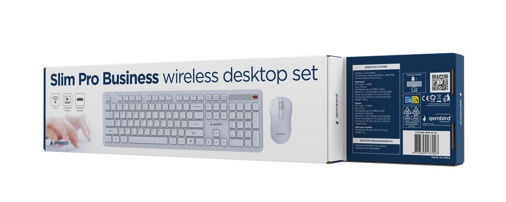 GEMBIRD WIRELESS DESKTOP SET WHITE, US LAYOUT-5