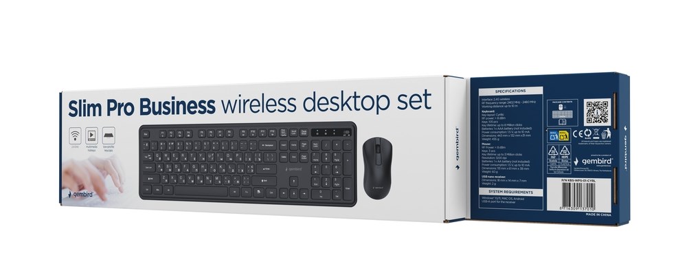GEMBIRD WIRELESS DESKTOP SET BLACK, RU-LAYOUT-4
