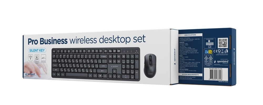 GEMBIRD WIRELESS DESKTOP SET BLACK, RU-LAYOUT-4