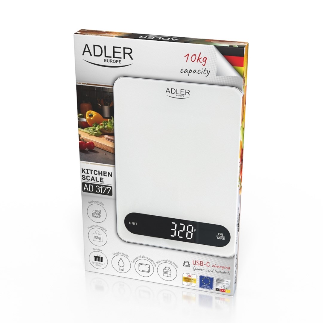 Kuhinjska vaga ADLER AD 3177wb, 5kg/1g, bijelo-crna-4