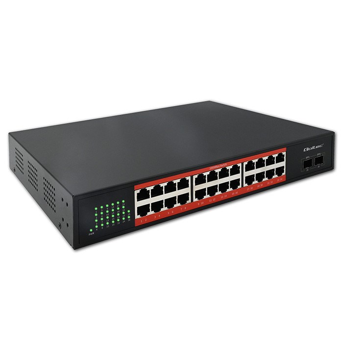 Mrežni switch QOLTEC 52365 (24x Gigabit RJ45, 2x SFP, Rackmount)