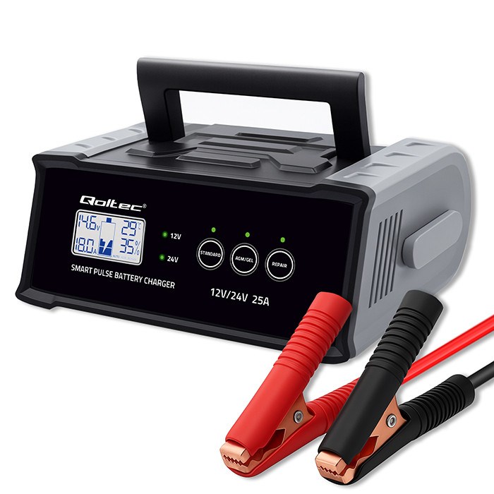 Punjač akumulatora QOLTEC 52514, 12V/24V, 25A, s funkcijom popravka-0