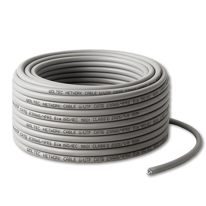 Mrežni kabel QOLTEC UTP CAT6 100m sivi (puna bakrena žica)