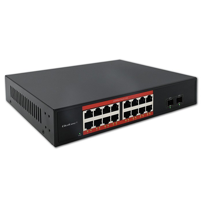 Mrežni switch QOLTEC Gigabit Ethernet, 16x RJ45, 2x SFP