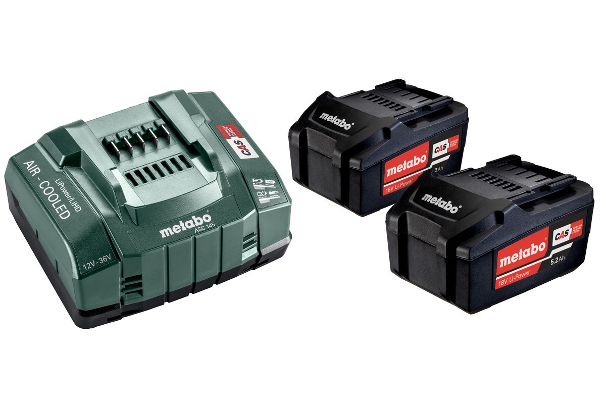 Set baterija i punjač METABO Starter Set 2x 18V 4.0Ah LiHD + ASC 55-0