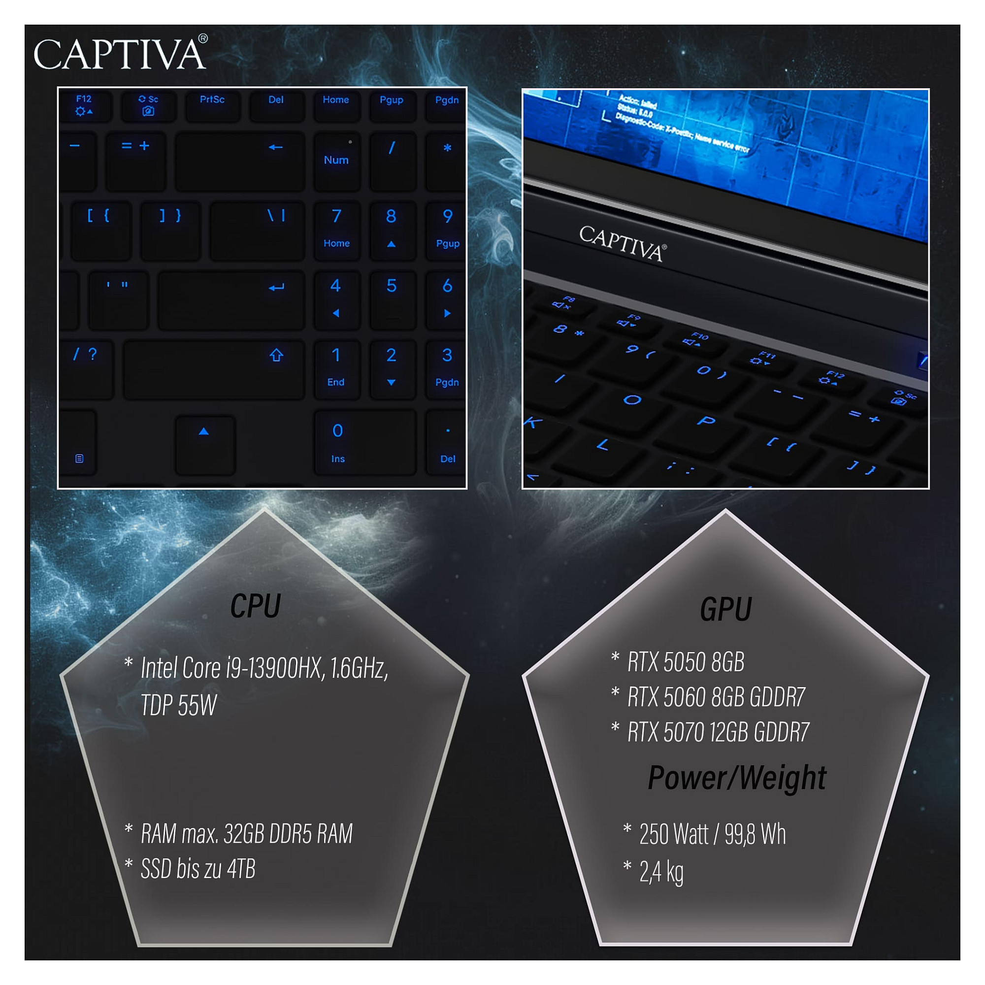 Laptop CAPTIVA Highend Gaming I79-480 (16" IPS WQXGA, Intel Core i9-14900HX, 32GB, 1TB SSD, GeForce RTX 4070, Windows 11 Home, Non-HR tipkovnica, siva)-5