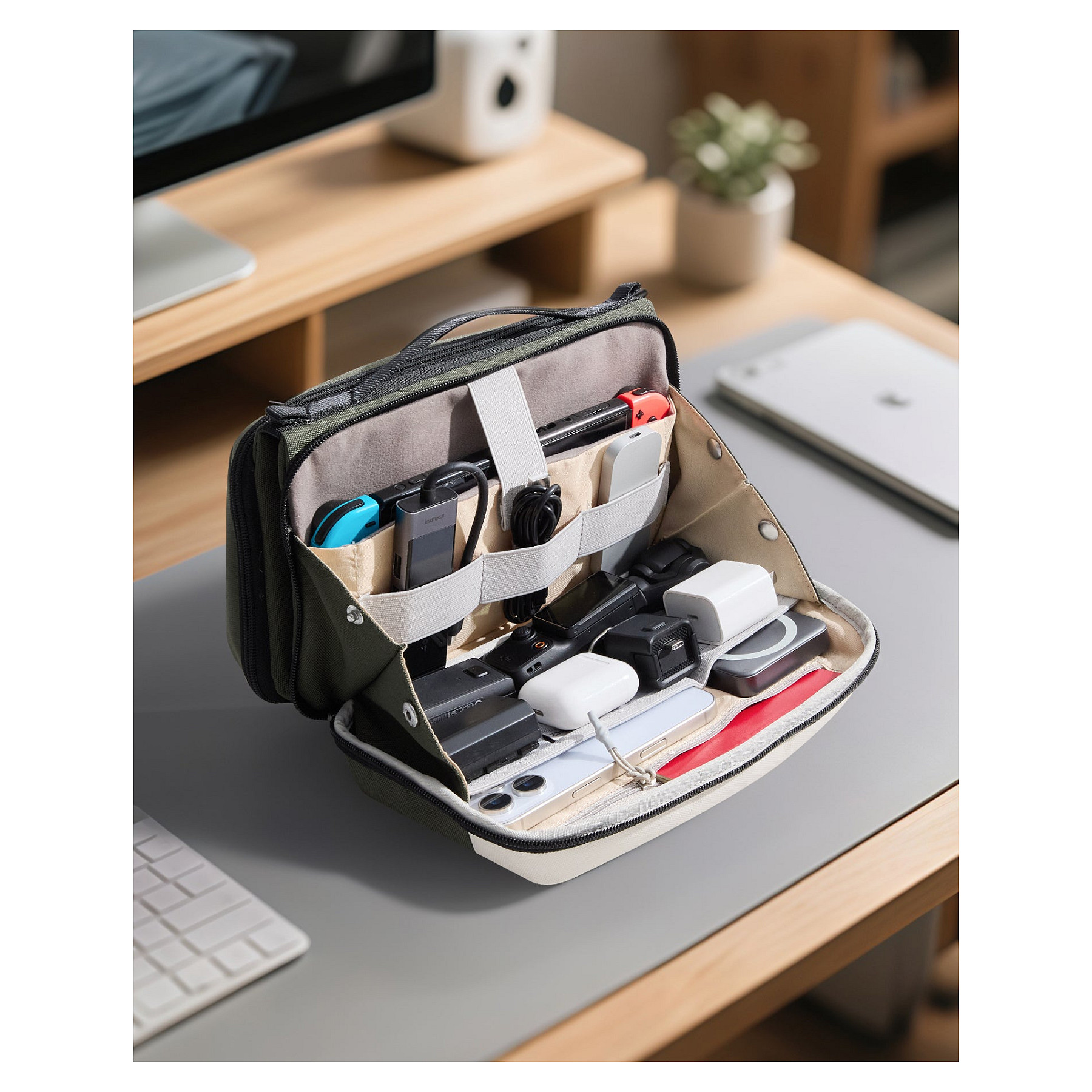 Organizator za elektroniku INATECK AB03004-OE, dvoslojni, maslinasto zeleni-3