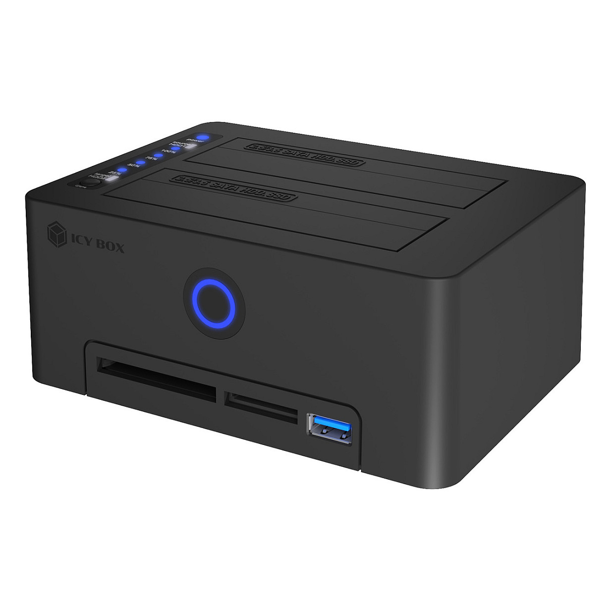 Docking i klonirajuća stanica ICY BOX IB-1233CL-CR, 2-Bay, USB 3.0, za 2.5"/3.5" SATA HDD/SSD, čitač kartica