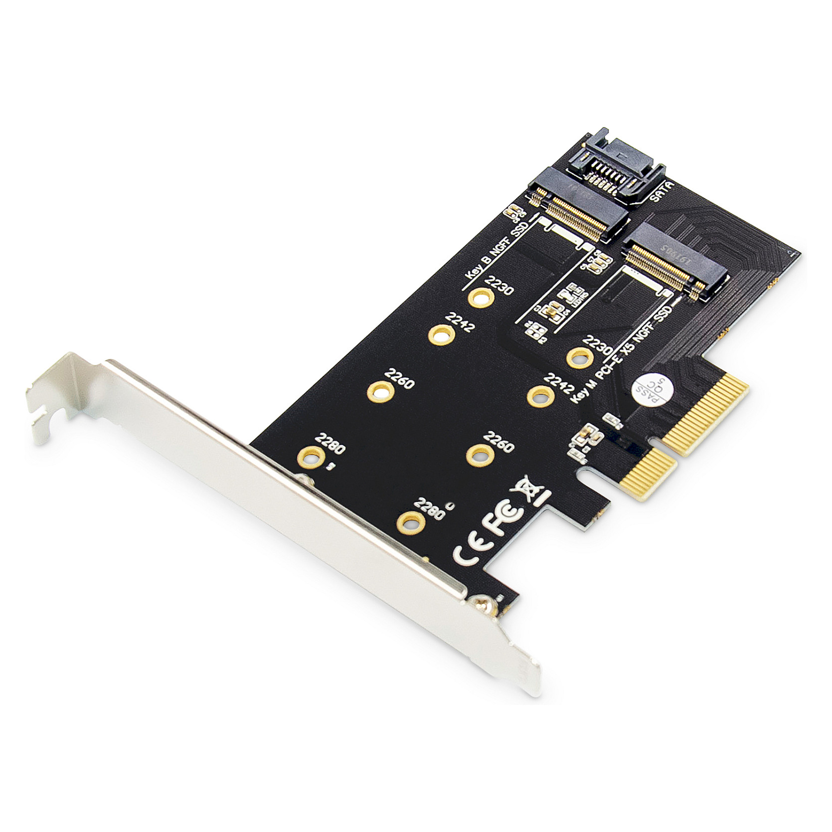 PCIe kartica za M.2 SSD DIGITUS DS-33664 M.2 NGFF (SATA) + NVMe, PCIe 3.0 x4-0