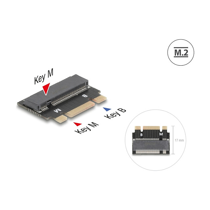 Adapter DELOCK 64342 M.2 Key B+M na M.2 Key M utor, ekstenzija-1