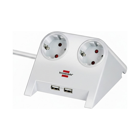 Stolna letva s utičnicama BRENNENSTUHL Desktop-Power, 2x šuko, 2x USB-A, 1.8m, bijela-0