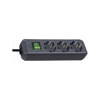 Produžni kabel s prekidačem BRENNENSTUHL Eco-Line, 3 utičnice, 3m, crni-0