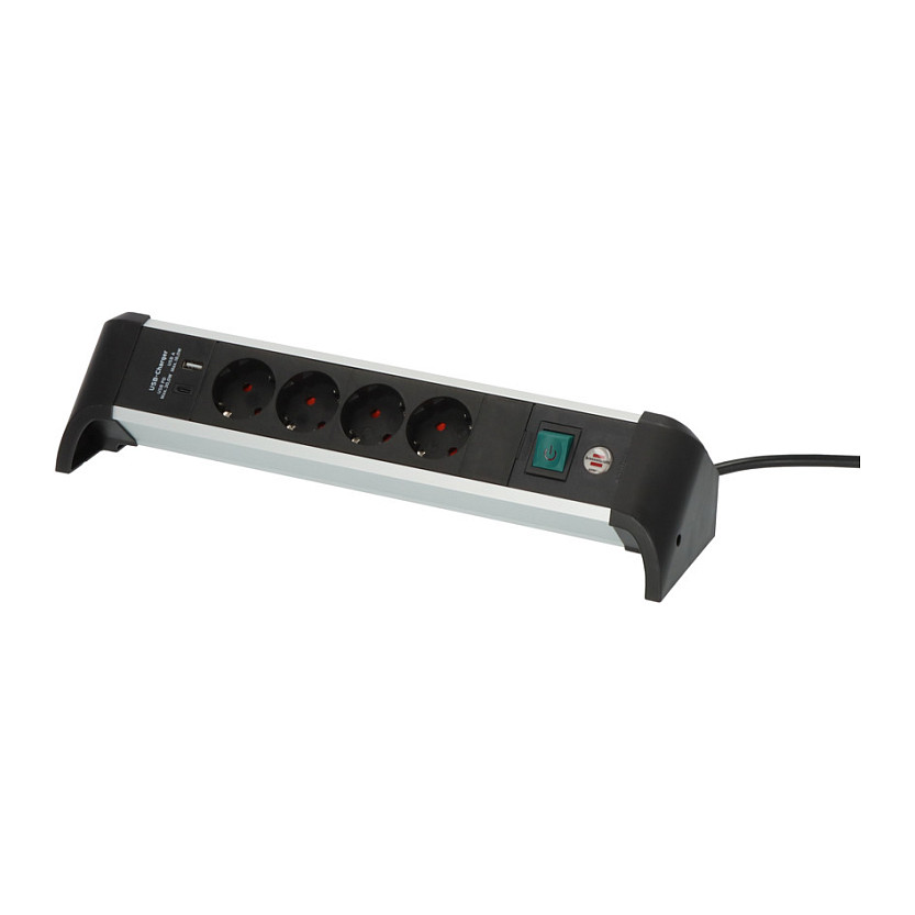 Produžni kabel BRENNENSTUHL Alu-Office-Line, 4 utičnice, 2x USB, 1.8m-1
