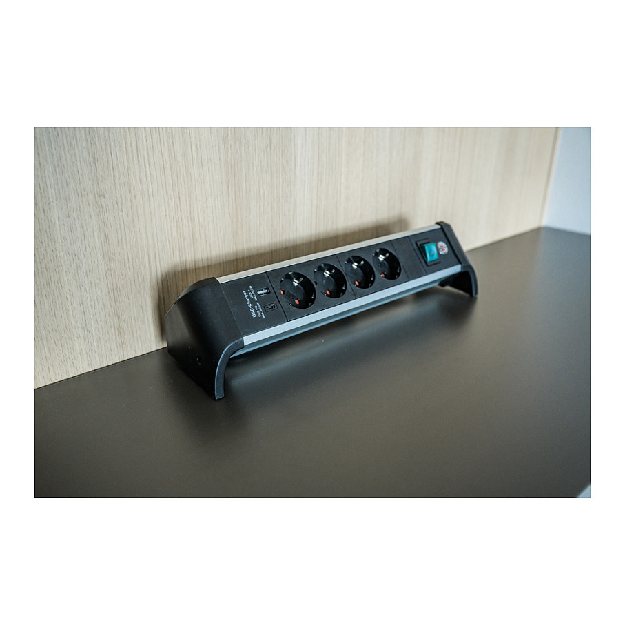 Produžni kabel BRENNENSTUHL Alu-Office-Line, 4 utičnice, 2x USB, 1.8m-6