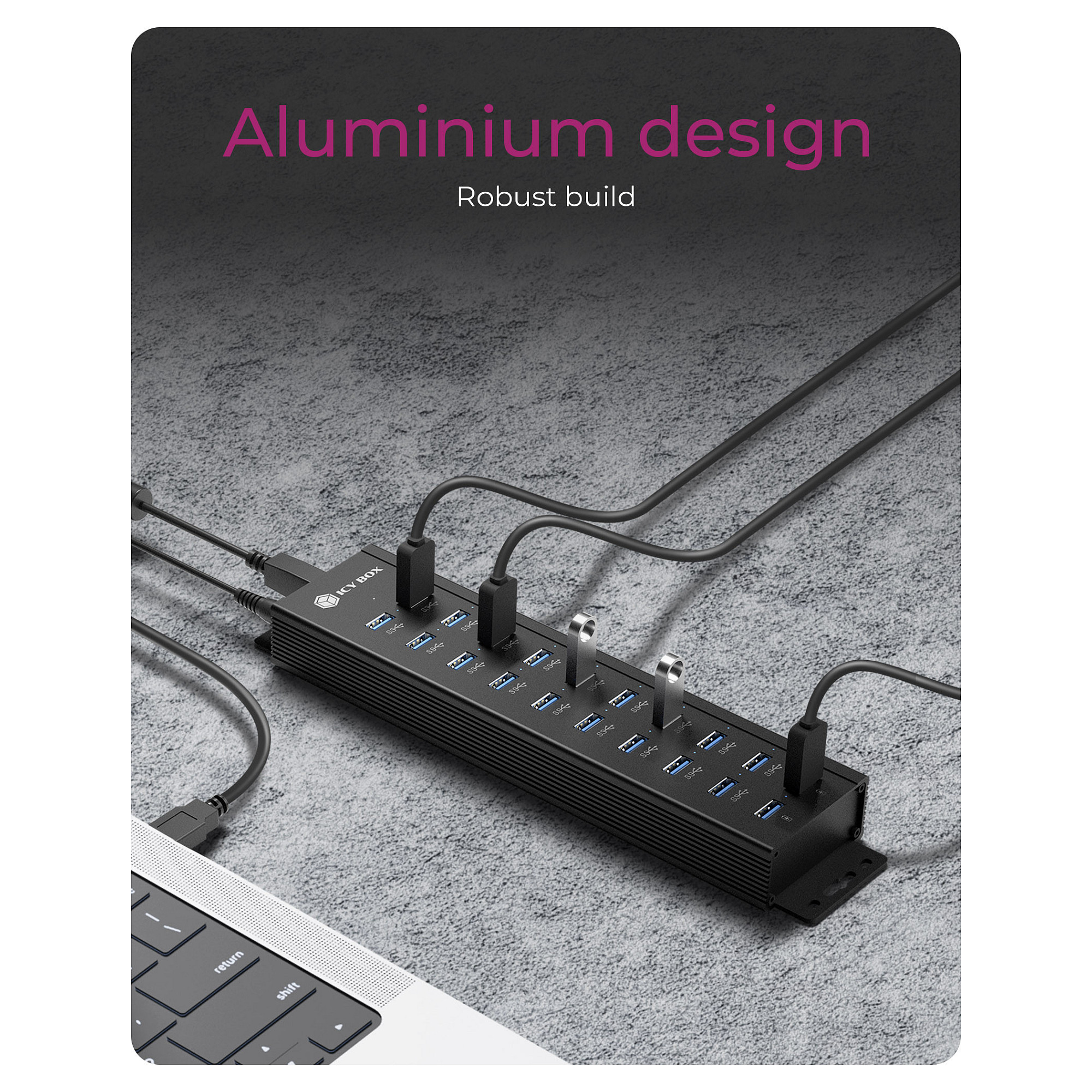 USB Hub ICY BOX IB-AC6118 20-portni (18x USB 3.0 + 2x USB-A punjenje)-2