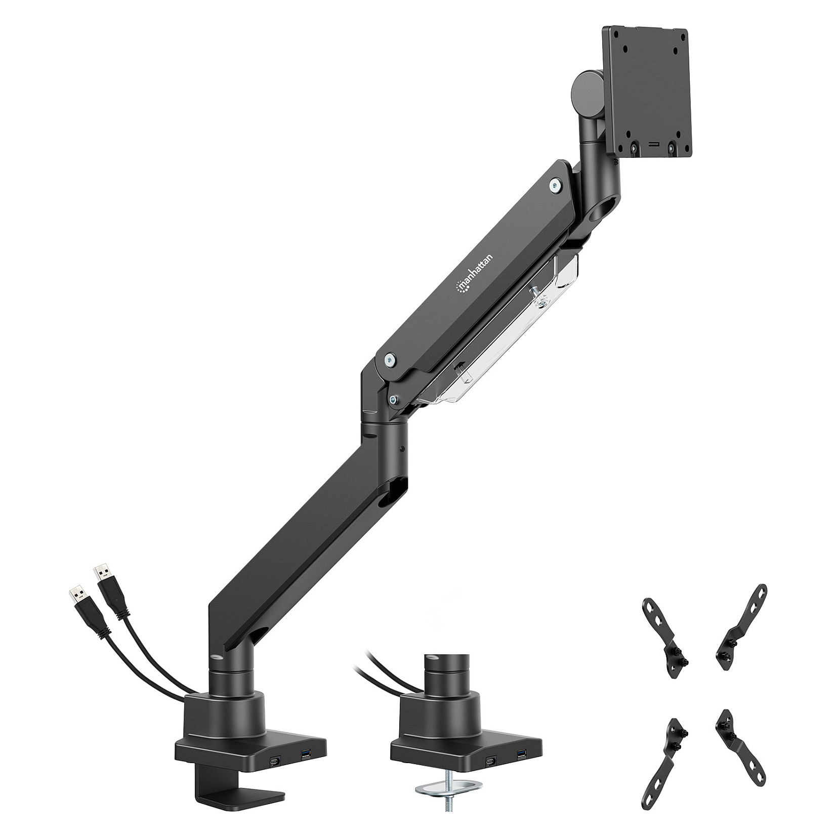 Stolni nosač za monitor MANHATTAN Ultra Heavy-Duty 462594, za 1 monitor 17"-57", do 27 kg, USB hub-9