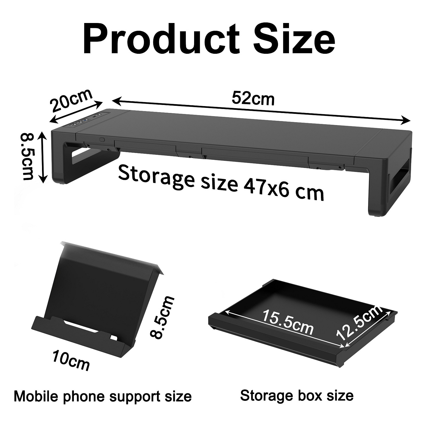 Stalak za monitor EQUIP 650883, ergonomski, s USB hubom, do 25kg, crni-4