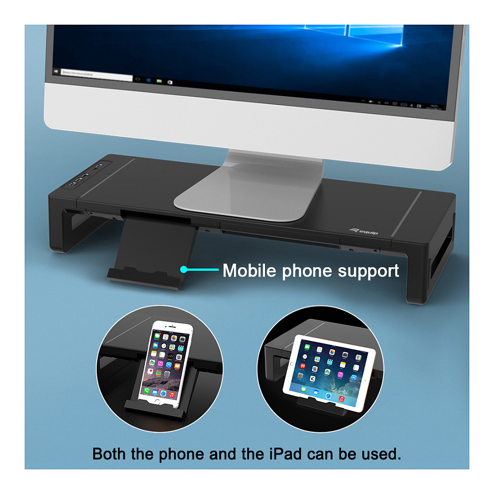 Stalak za monitor EQUIP 650883, ergonomski, s USB hubom, do 25kg, crni-6