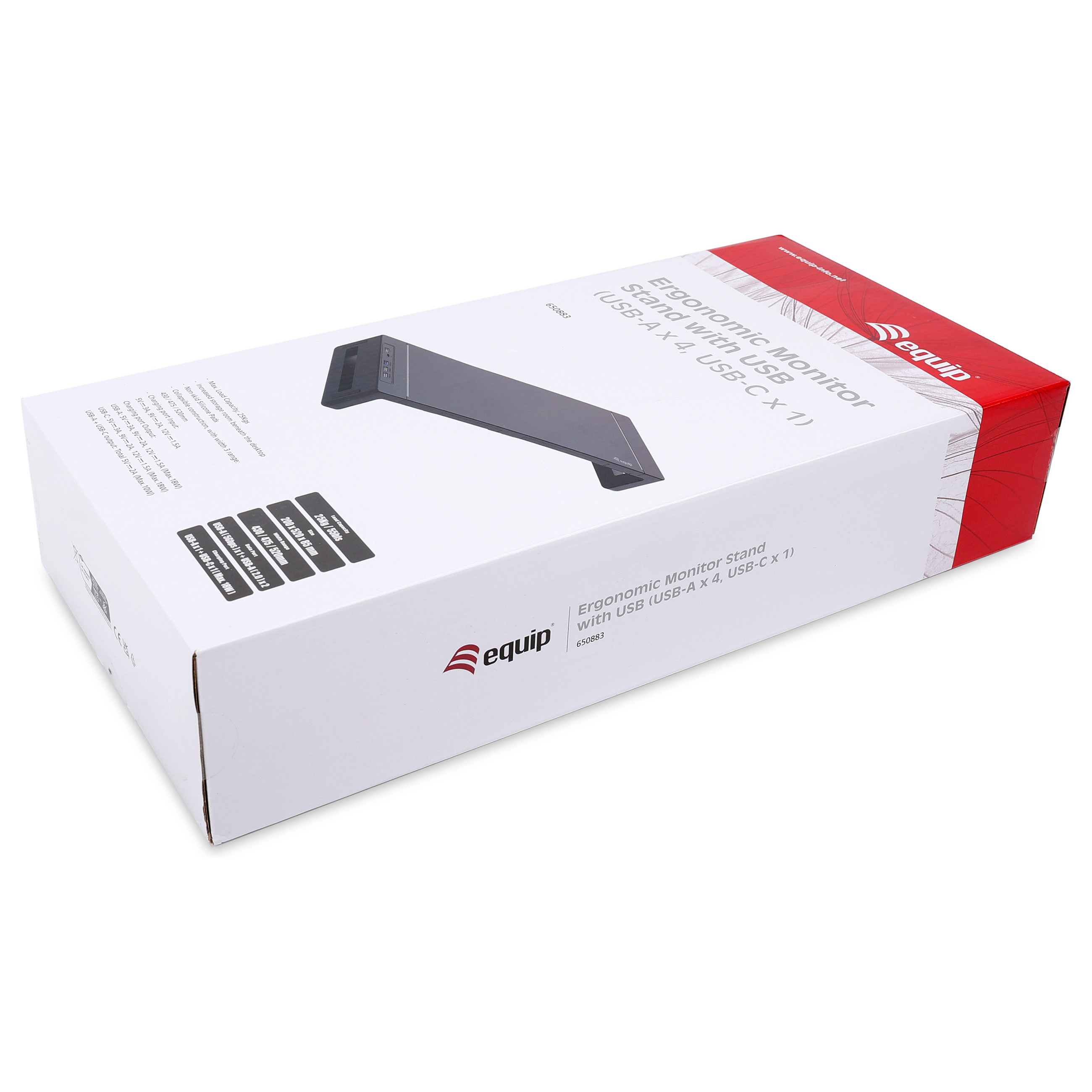 Stalak za monitor EQUIP 650883, ergonomski, s USB hubom, do 25kg, crni-8