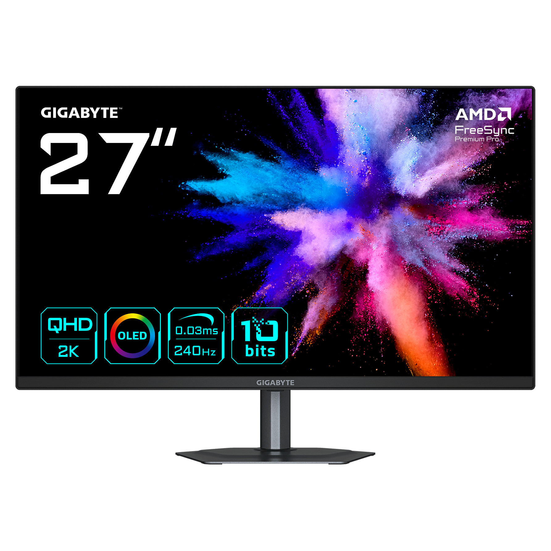 Gaming Monitor GIGABYTE GO27Q24 (27", QD-OLED, QHD 2560x1440, 240Hz, 0.03ms, FreeSync Premium Pro)-0