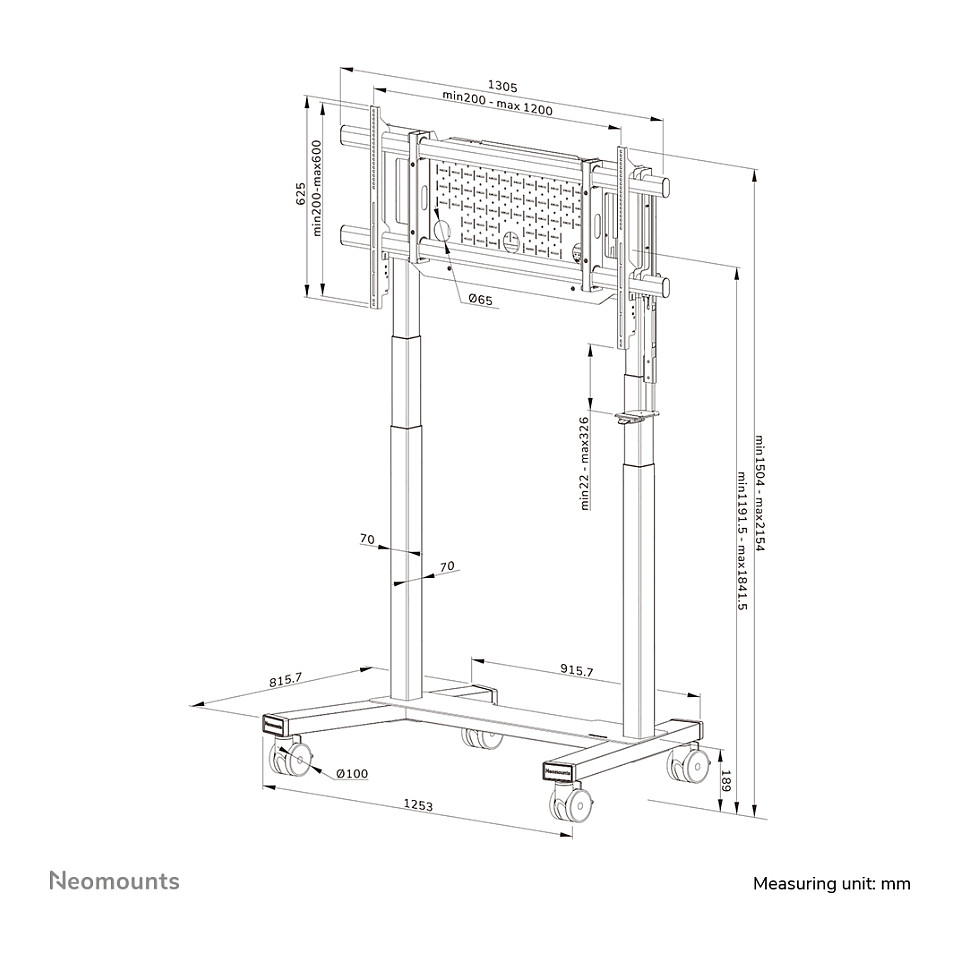 Motorizirani podni stalak NEOMOUNTS FL55-975BL1 MOVE Lift XL, 65"-100", do 150kg, crni-11