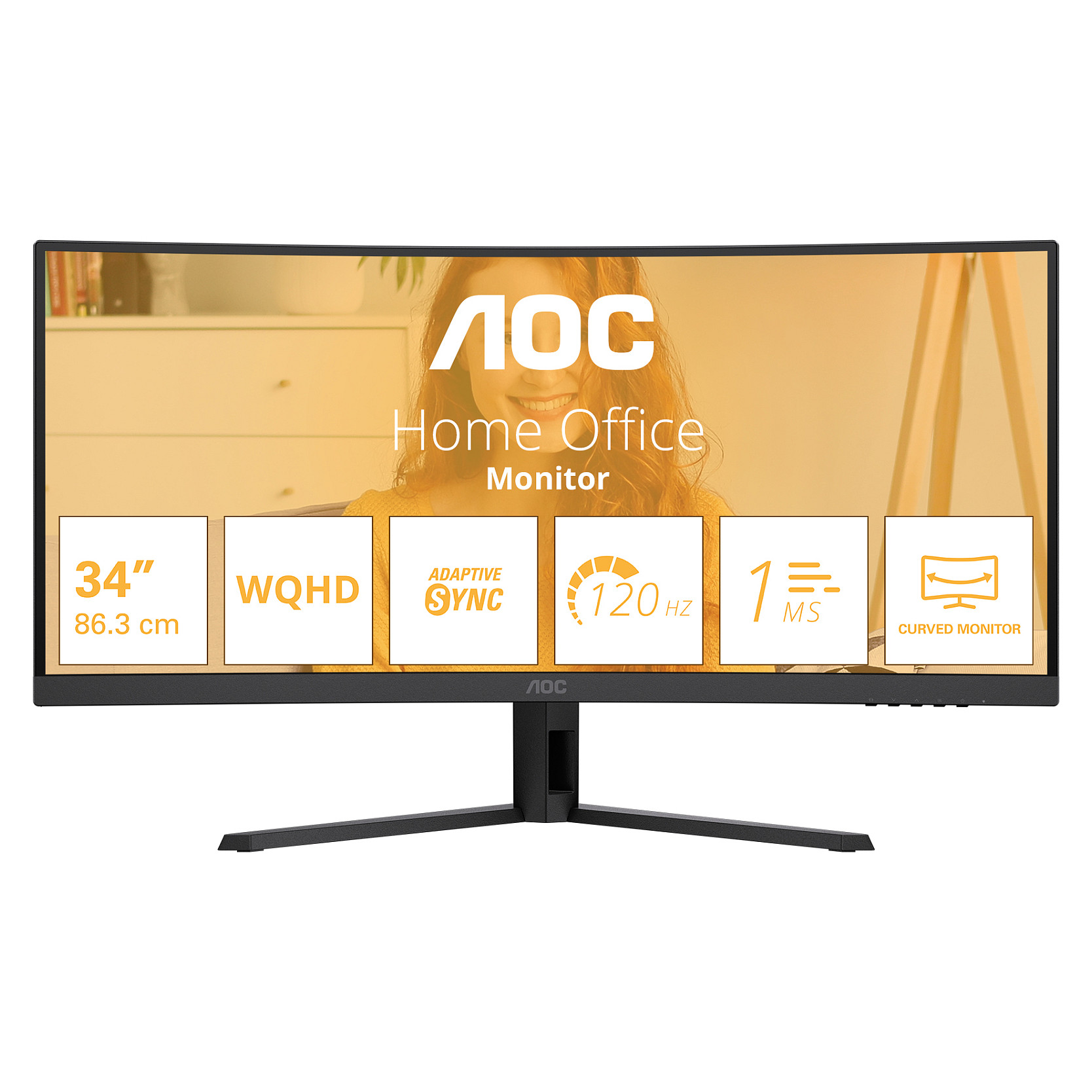 Monitor AOC CU34B3E 34" (VA, UWQHD, 100Hz, 4ms, zakrivljeni, crna boja)-0