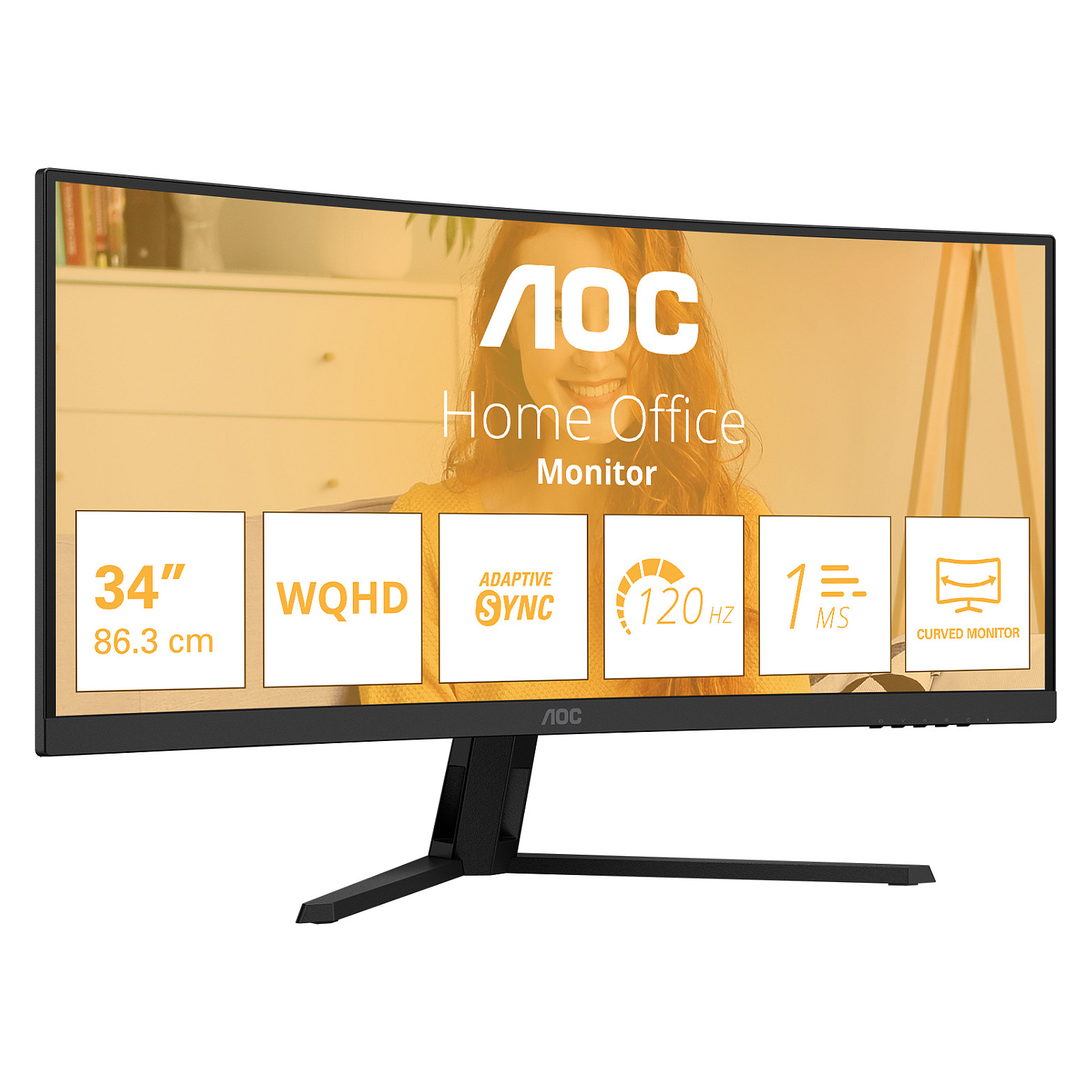 Monitor AOC CU34B3E 34" (VA, UWQHD, 100Hz, 4ms, zakrivljeni, crna boja)-1