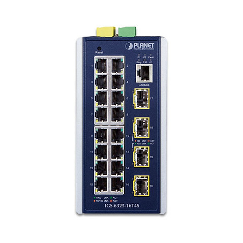 Industrijski Mrežni Switch PLANET IGS-20160HPT, L3, 16x 1GbE PoE+, 4x SFP-1