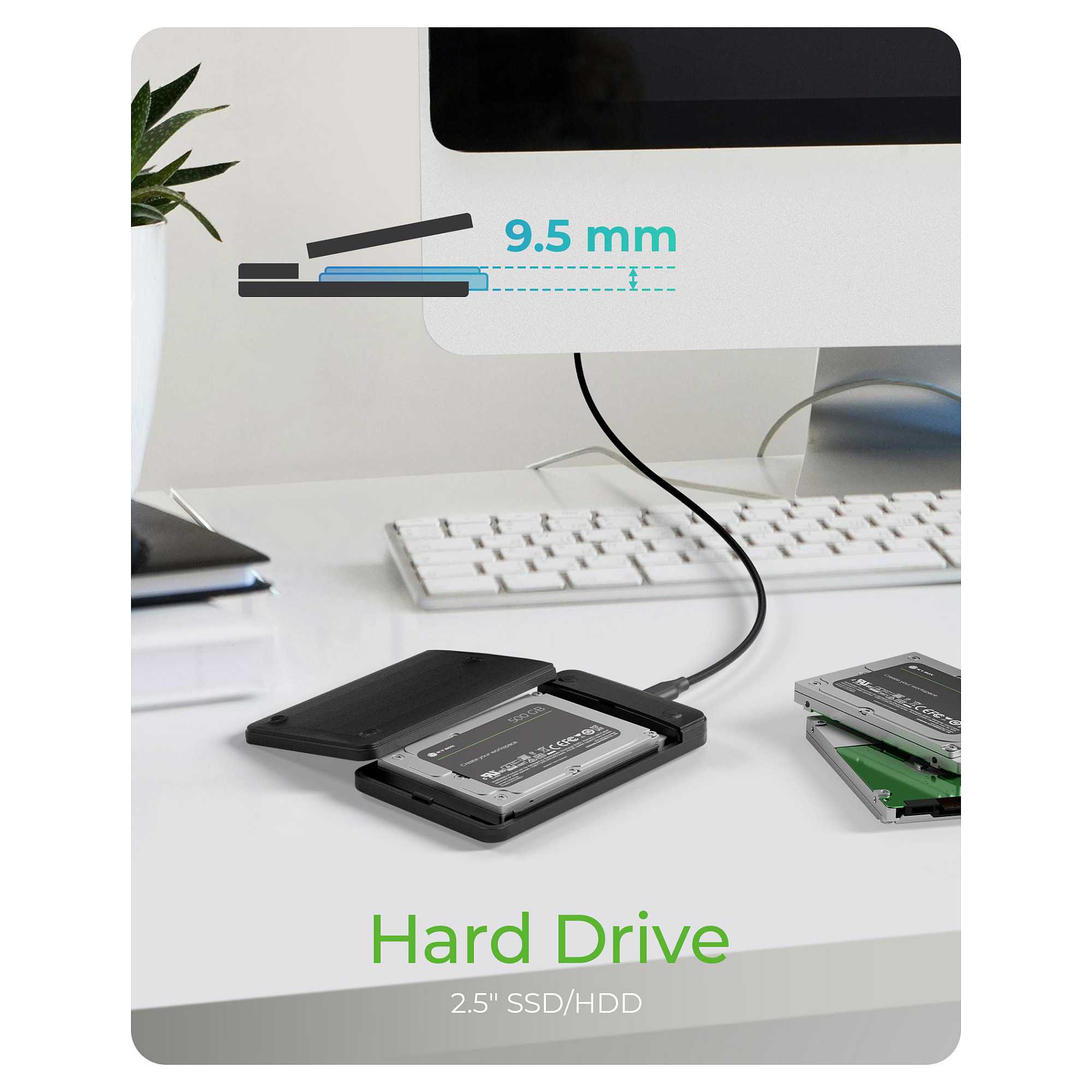 Vanjsko kućište za 2.5" disk ICY BOX IB-201T-CU31, USB-C 3.1 Gen 2, prozirno-2