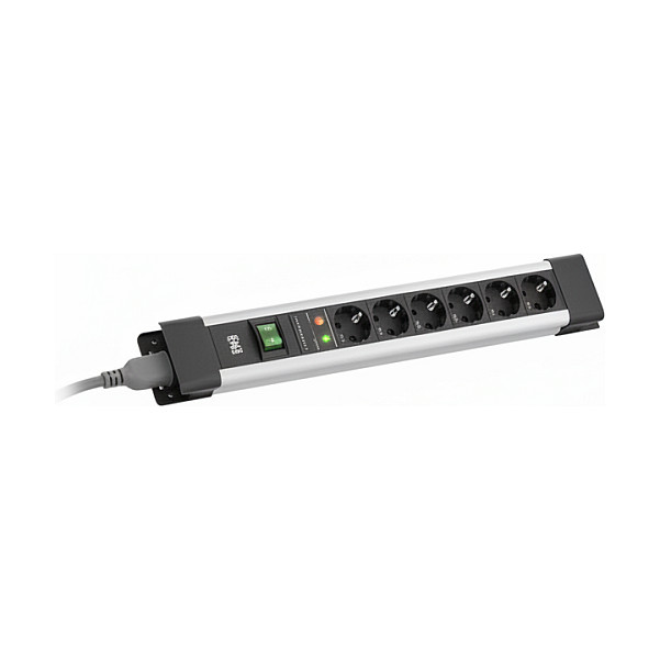 Produžni kabel BACHMANN CONNECTUS sa 6 utičnica i prekidačem, 2m, sivi