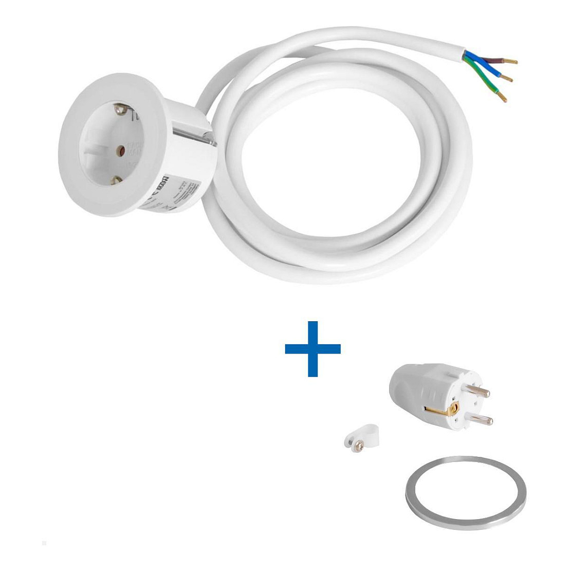 Ugradbena utičnica BACHMANN PIX (1x Schuko, 2.0m kabel), bijela-1