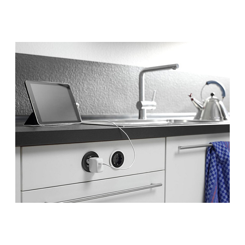 Ugradbena utičnica BACHMANN PIX 1x Schuko, 2m kabel, crna-2