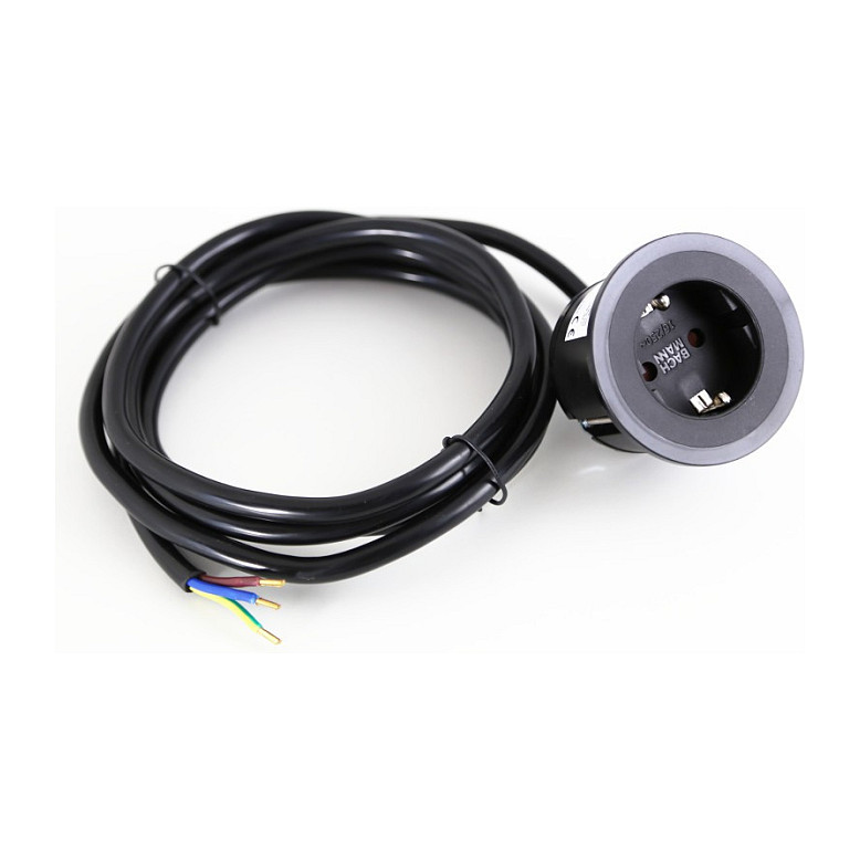 Ugradbena utičnica BACHMANN PIX 1x Schuko, 2m kabel, crna-5
