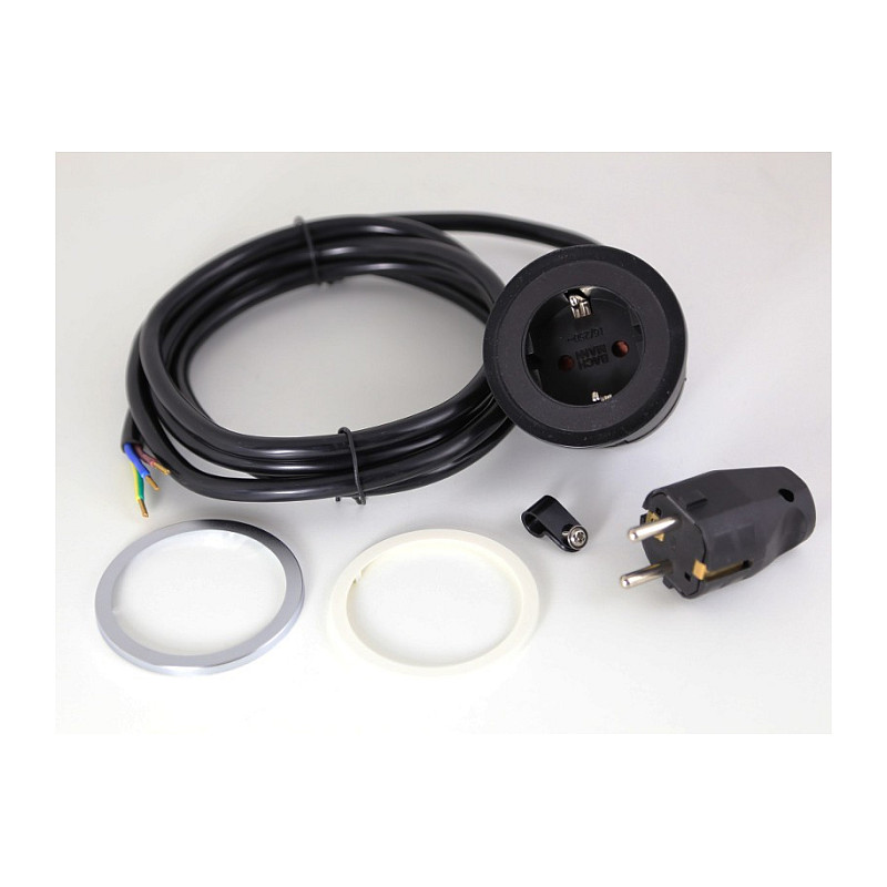 Ugradbena utičnica BACHMANN PIX 1x Schuko, 2m kabel, crna-6