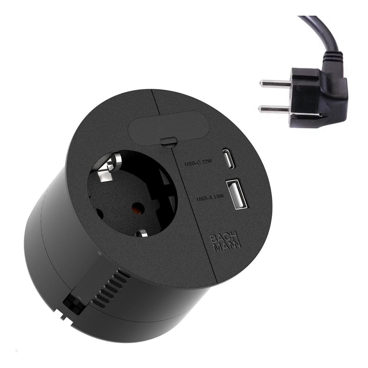 Ugradbena utičnica BACHMANN LOOP IN CHARGE, 1x Schuko, USB-A/C 22W, 2.0m kabel, crna-0