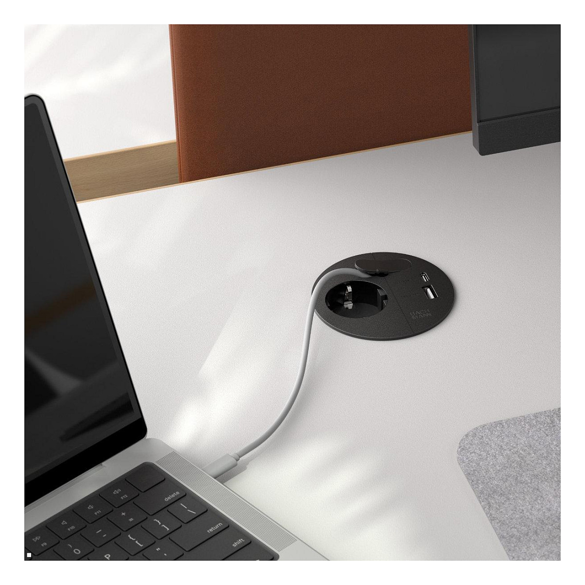 Ugradbena utičnica BACHMANN LOOP IN CHARGE, 1x Schuko, USB-A/C 22W, 2.0m kabel, crna-2