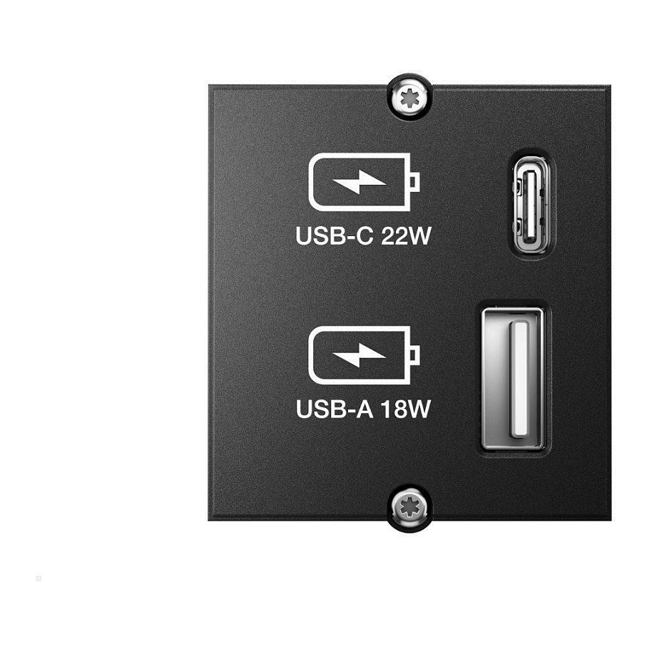 Ugradbeni modul BACHMANN USB A/C punjač 22W (917.240), crni-0
