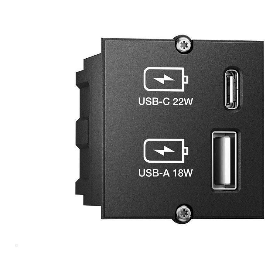 Ugradbeni modul BACHMANN USB A/C punjač 22W (917.240), crni-1