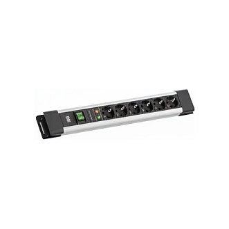 Letva s utičnicama i prenaponskom zaštitom BACHMANN CONNECTUS, 6x Schuko, 2m kabel, prekidač, siva