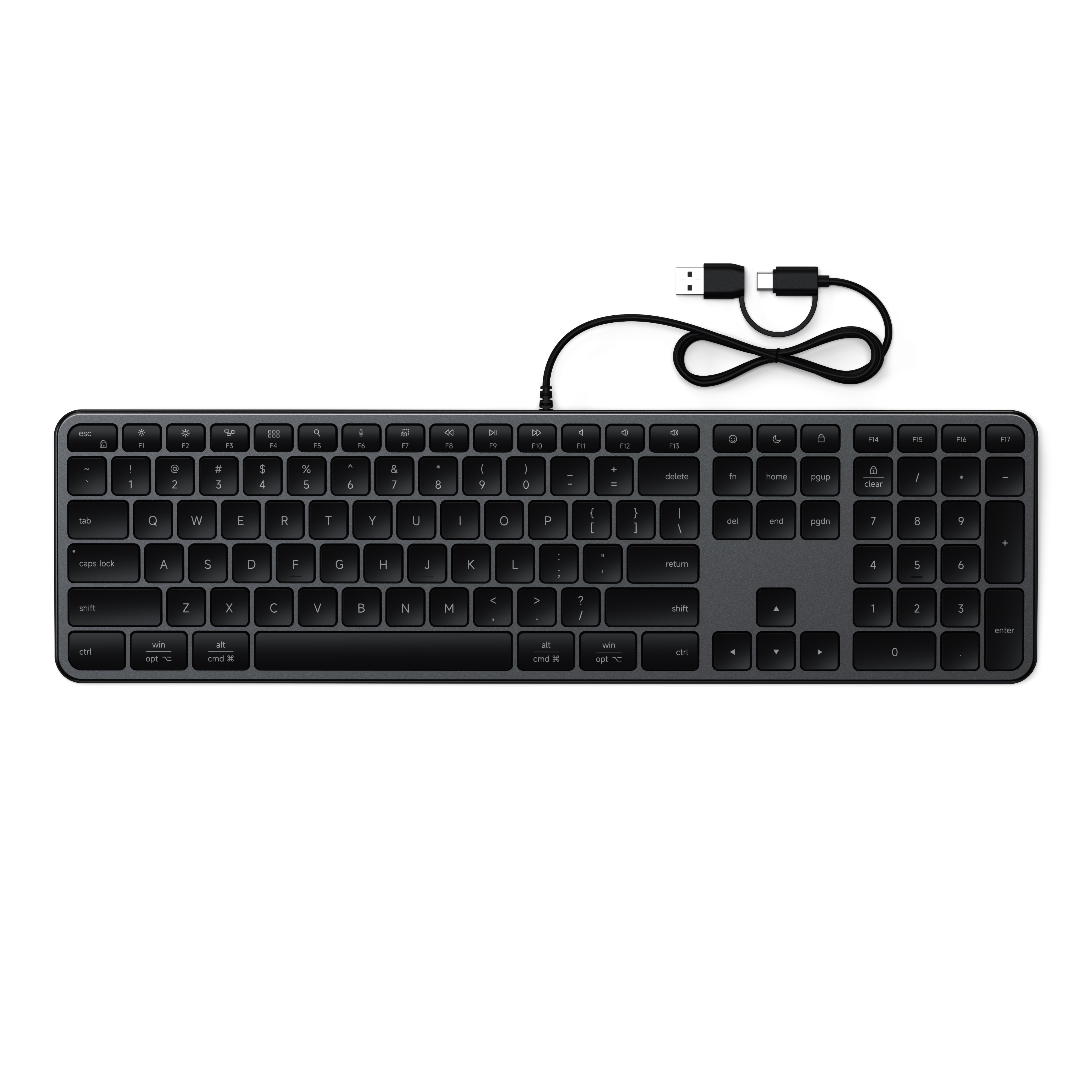 Tipkovnica SATECHI Slim LX3 žičana s pozadinskim osvjetljenjem (US layout, svemirska siva)-0