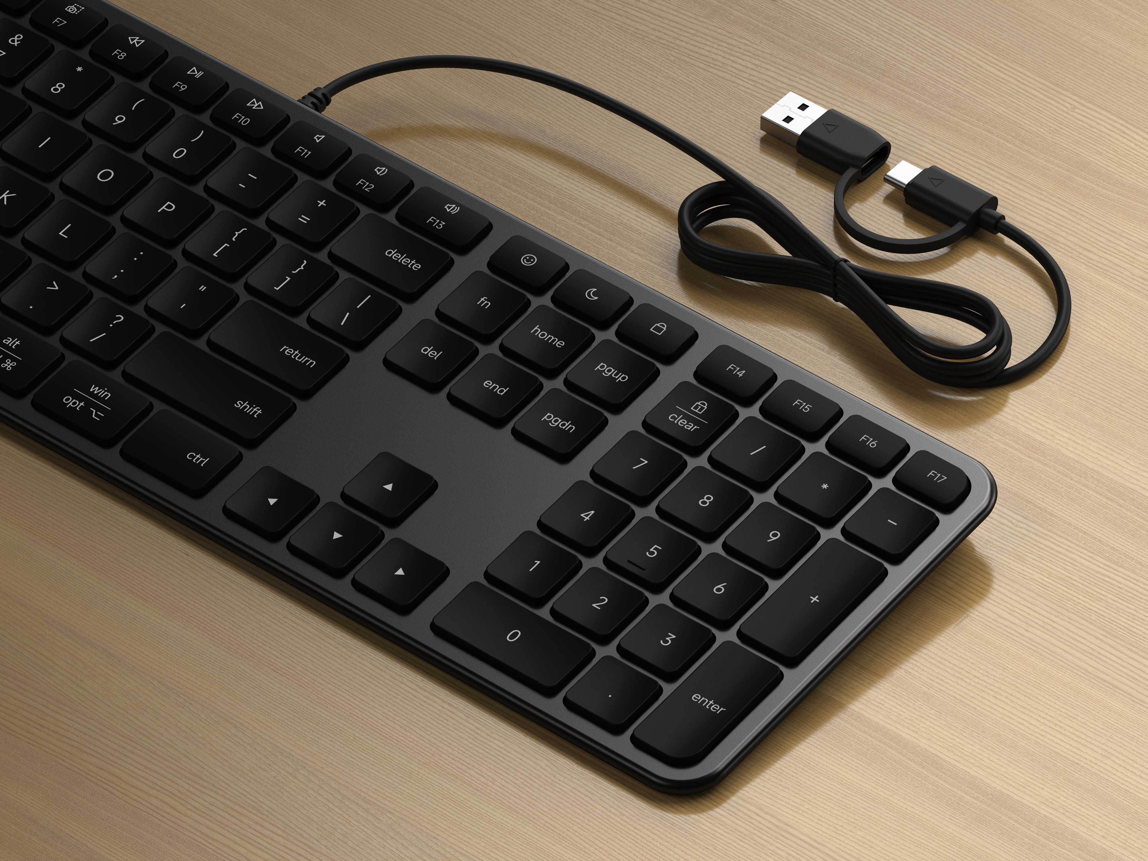 Tipkovnica SATECHI Slim LX3 žičana s pozadinskim osvjetljenjem (US layout, svemirska siva)-1