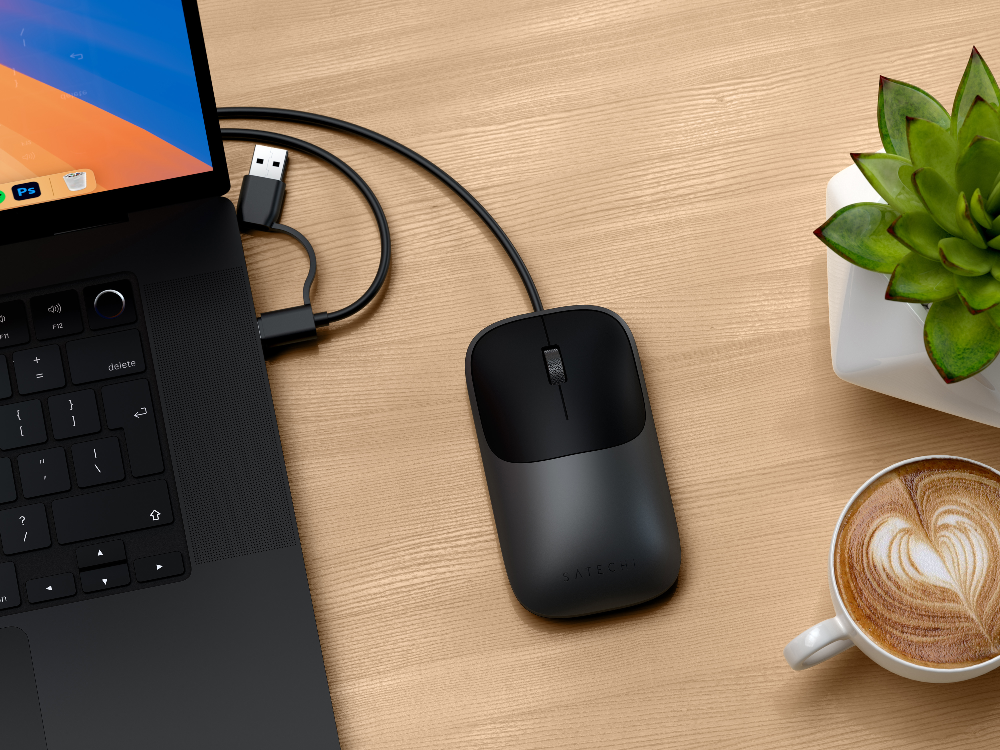 Satechi Slim LX Wired Mouse - Space Black-2