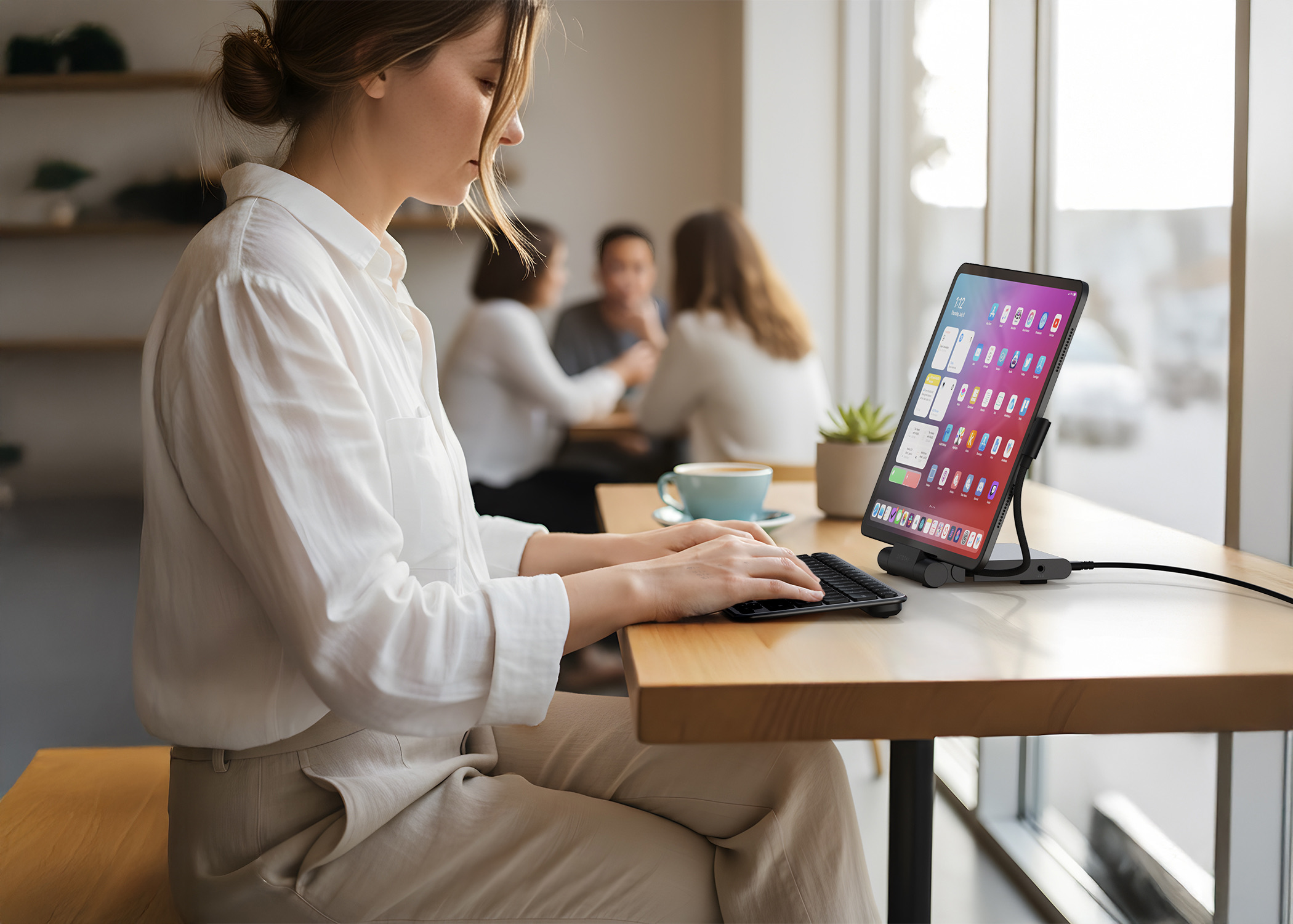Sklopivi stalak i USB-C hub SATECHI On-the-Go Multiport Adapter, svemirska siva boja-7