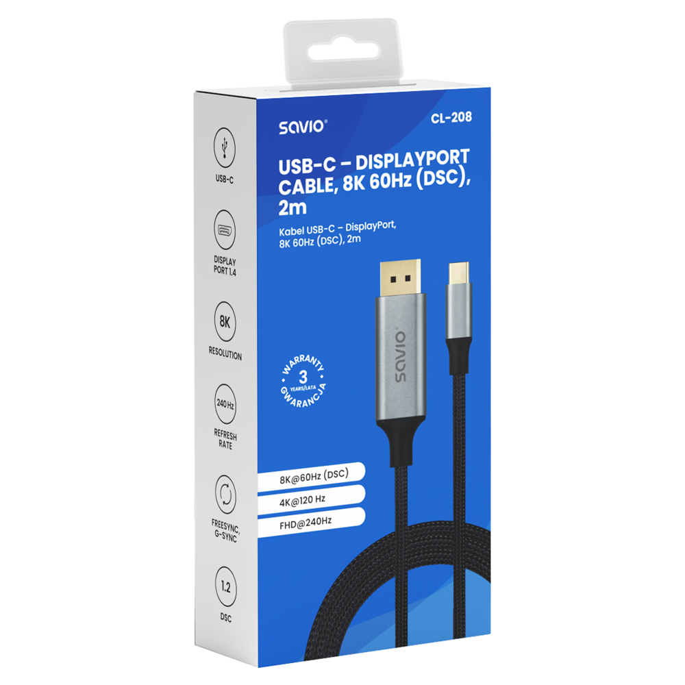 Savio CL-208 USB-C na USB-A 3.2 Gen 1 kabel, 2m-3