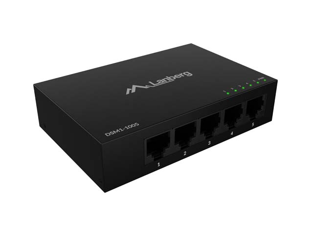 Mrežni switch LANBERG RSGE-5P (5-portni, 1Gb/s, Unmanaged, metalno kućište)-1