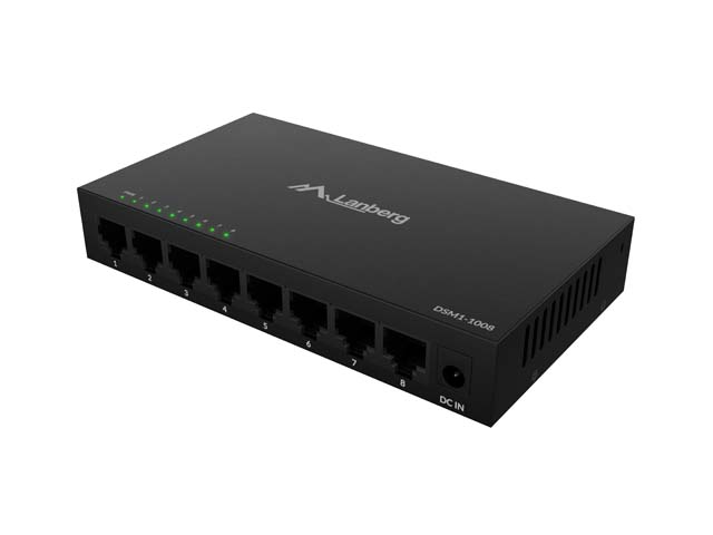 Mrežni switch LANBERG RSGE-08 (8-portni, Gigabit, metalno kućište)-1