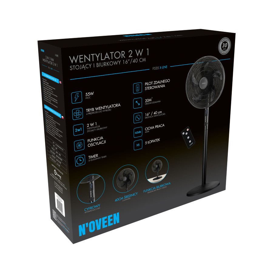 Ventilator N'OVEEN F535 2u1 stojeći/stoln, 40cm, 50W-6