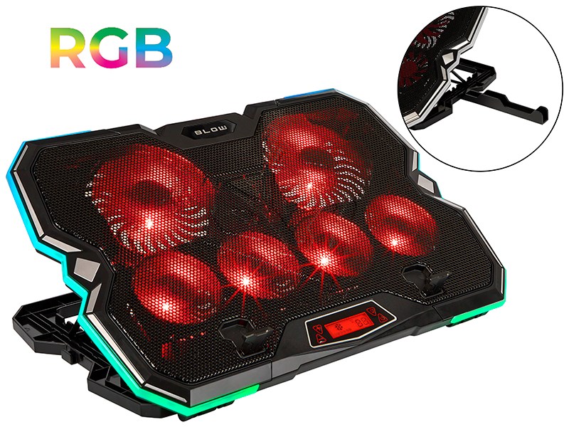 Postolje za hlađenje laptopa BLOW 6 FAN VORTEX RGB, 15.3"-3