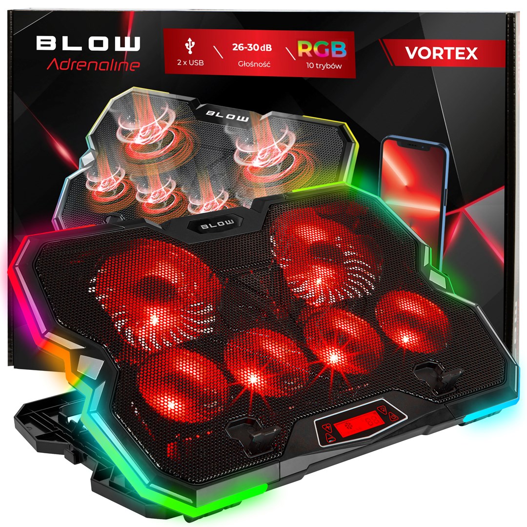 Postolje za hlađenje laptopa BLOW 6 FAN VORTEX RGB, 15.3"-0