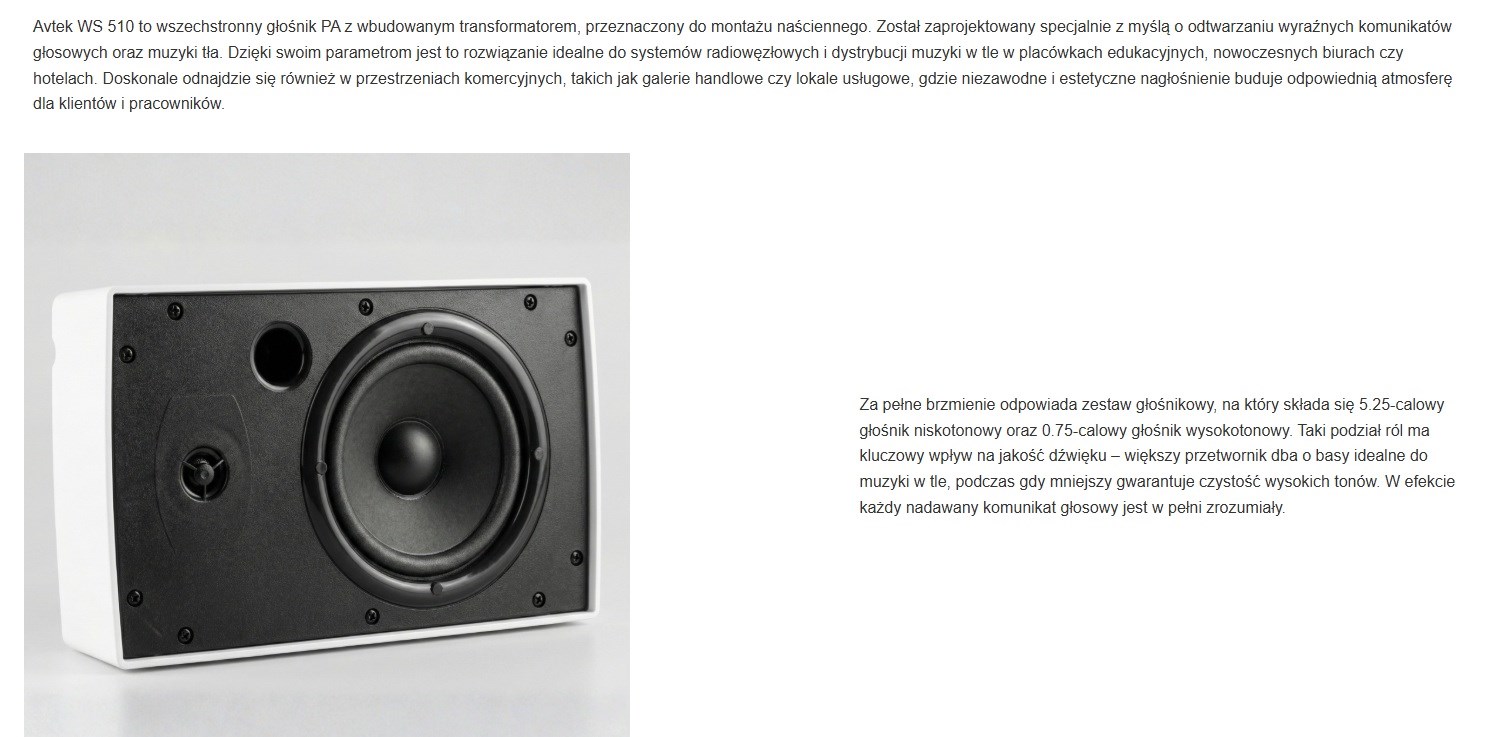 Zidni zvučnici AVTEK WS 510 (2x25W) bijela boja-3